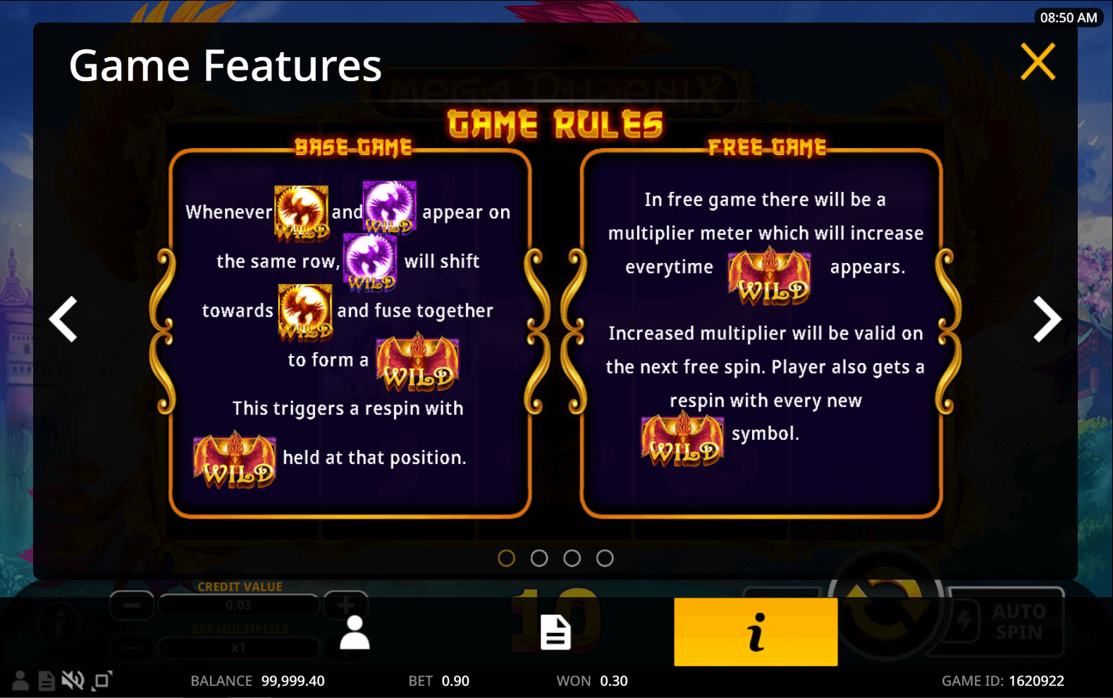 Mega Phoenix online slot game features