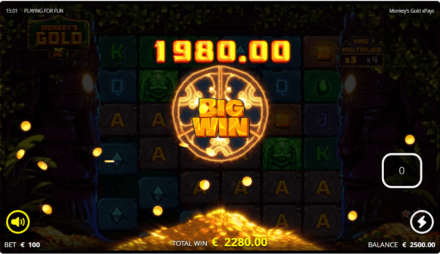 Monkeys Gold xPays Online Slot Game Big Win