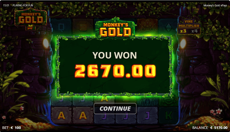 Monkeys Gold xPays Online Slot Game Win