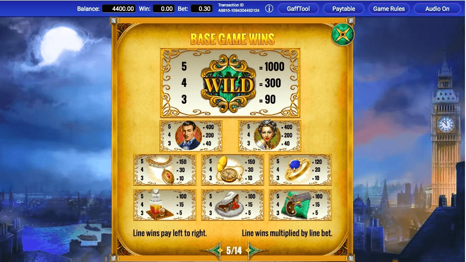 The Mystery Express Online Slot Paytable