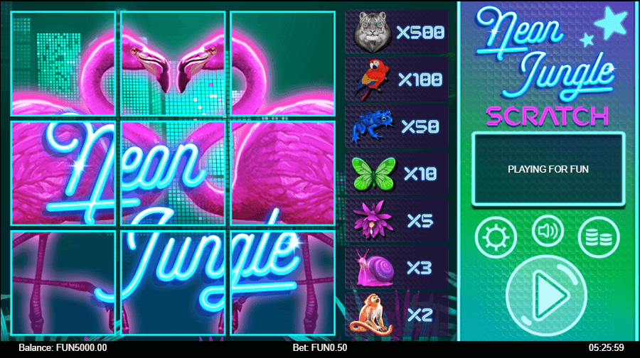 Neon Jungle Scratch Card Scratch Game Blank Card