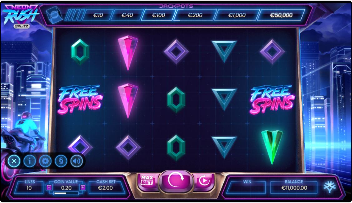 Yggdrasil Gaming Neon Rush Online Slot Reels
