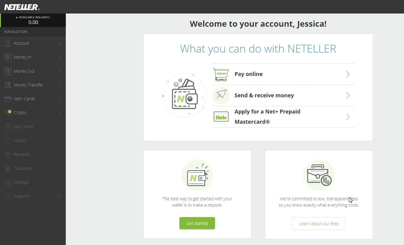 Neteller Dashboard