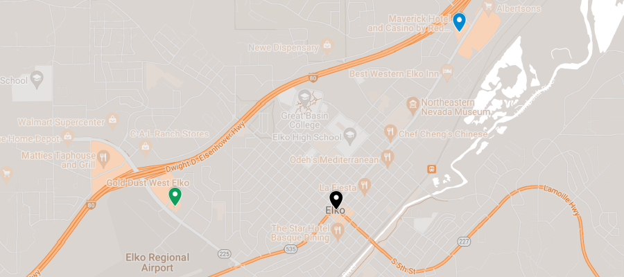 Nevada Casinos - Elko Map