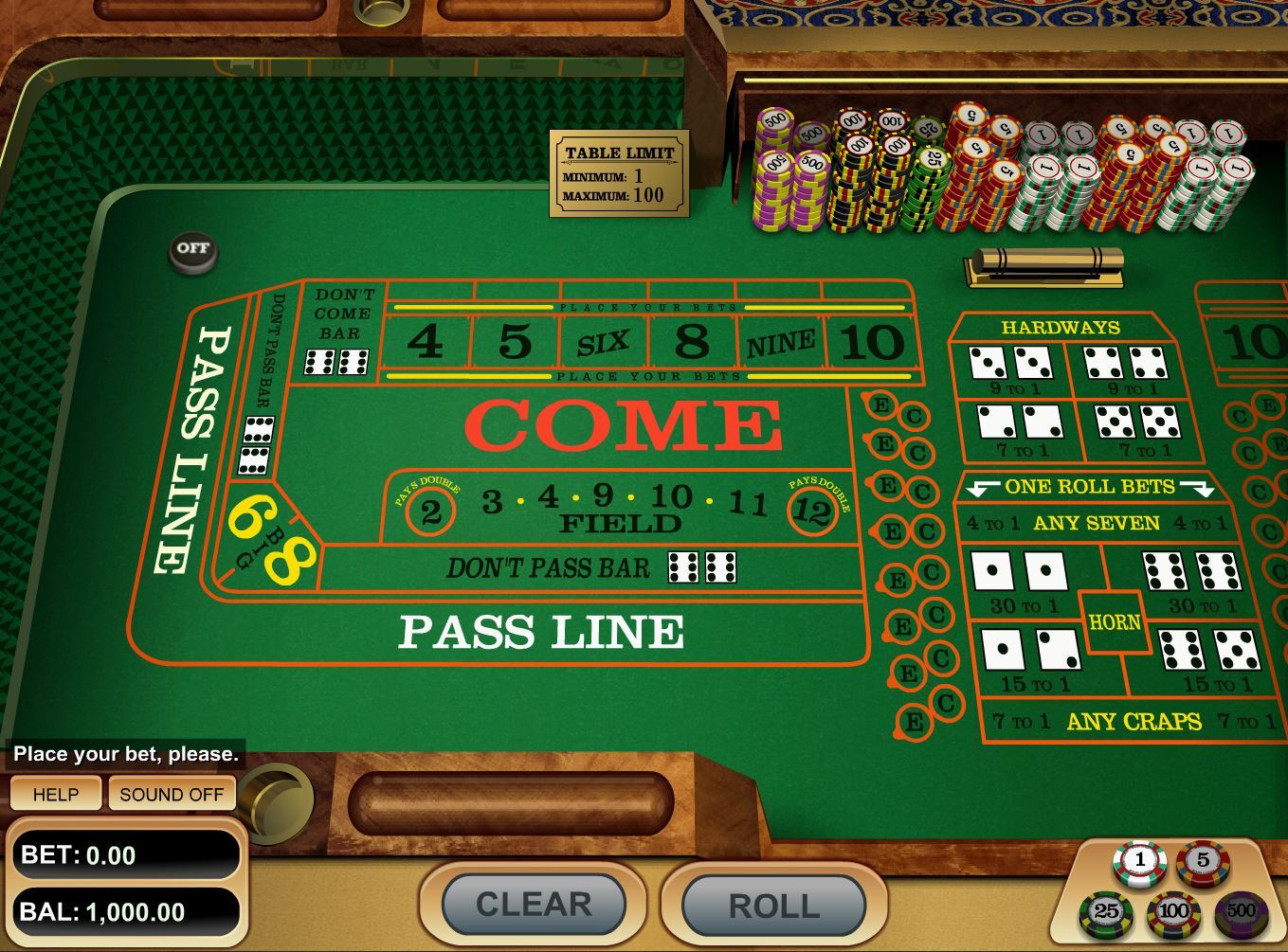 online craps for free