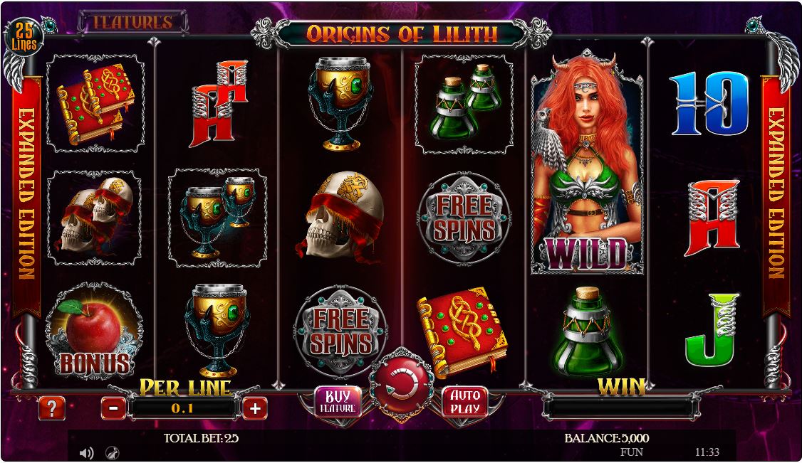 Spinomenal Origins of Lilith Expanded Edition Online Slot Reels