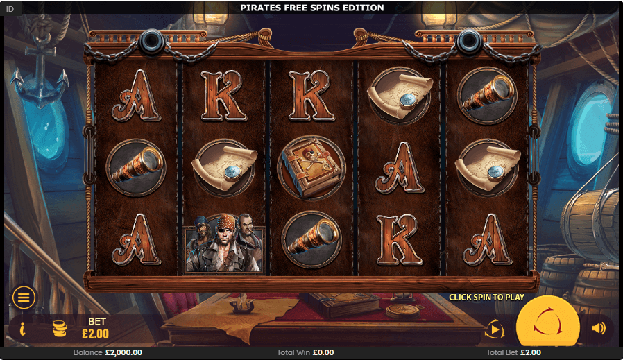Pirates Free Spins Edition online slot game reels