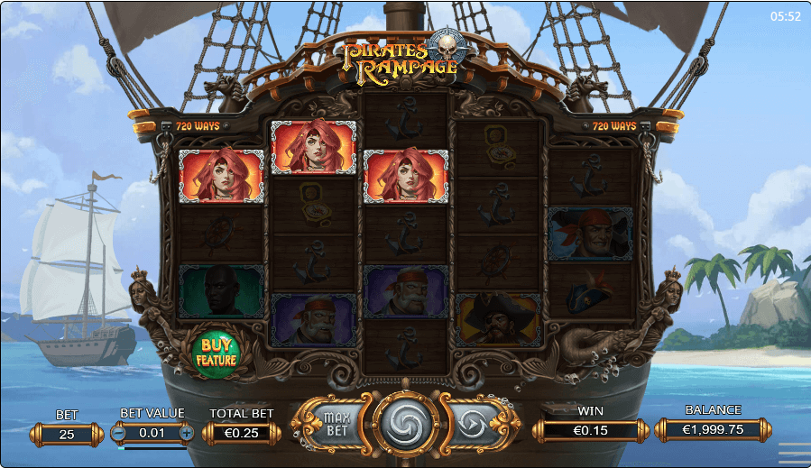 Pirates Rampage online slot game reels