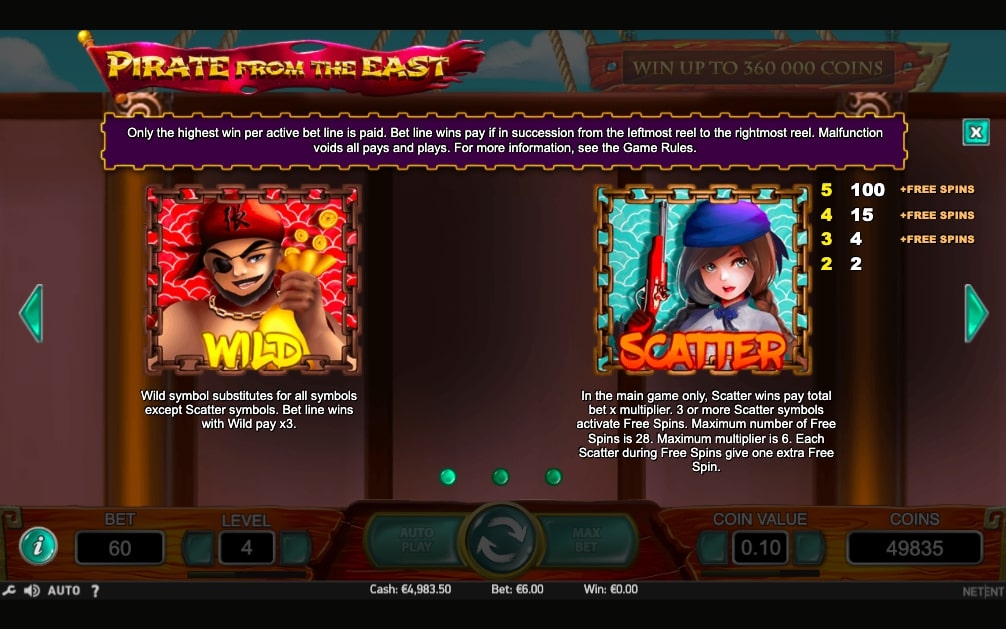 NetEnt Pirate from the East game bonus