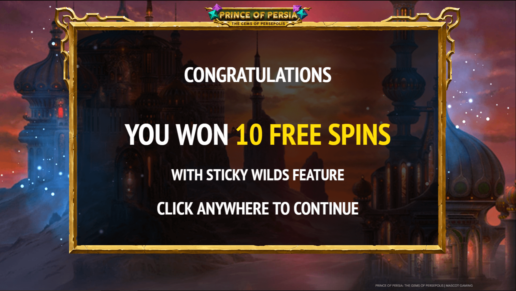 Prince of Persia slot free spins bonus