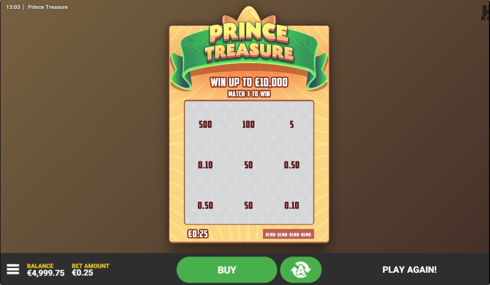 How to Play Prince Treasure Scratch Card