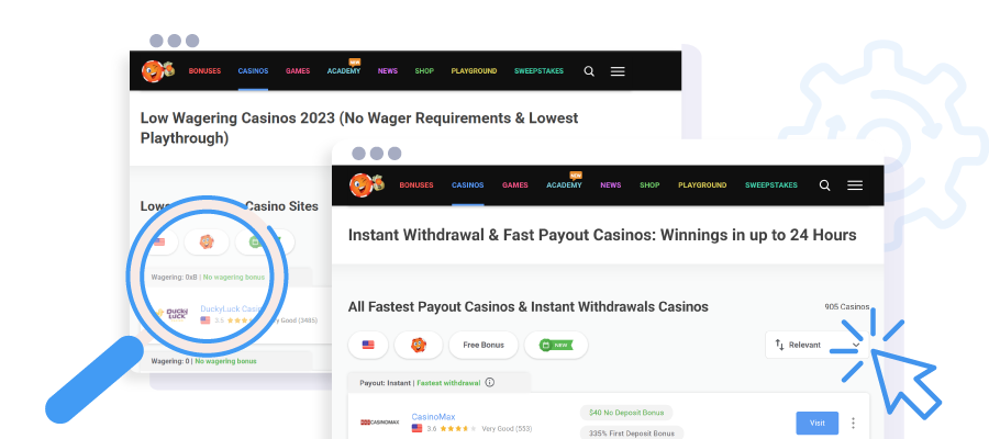 fast payout casinos and low wagering casinos chipy