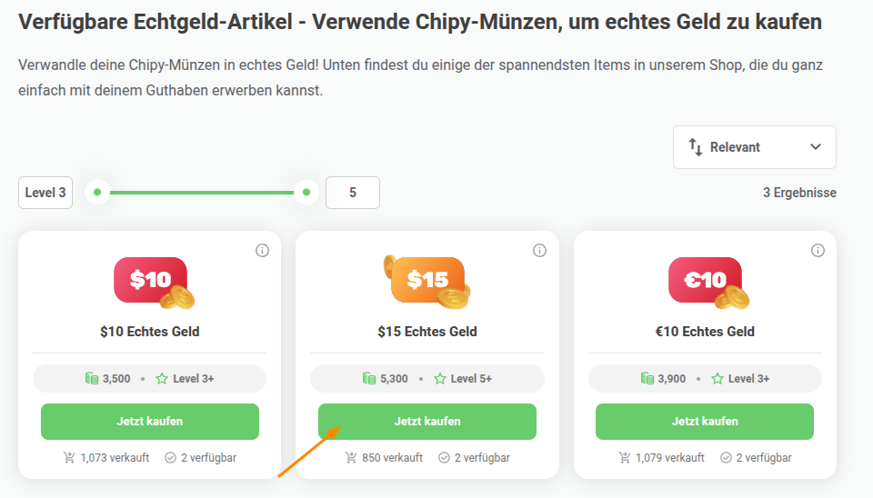 Echtgeld-Artikel DE