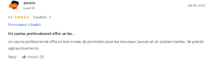 Example de Commentaire d'un Joueur Satisfait