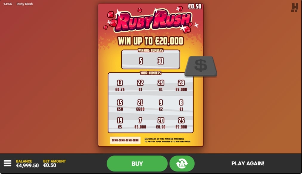 How to Play Ruby Rush Scratch Card