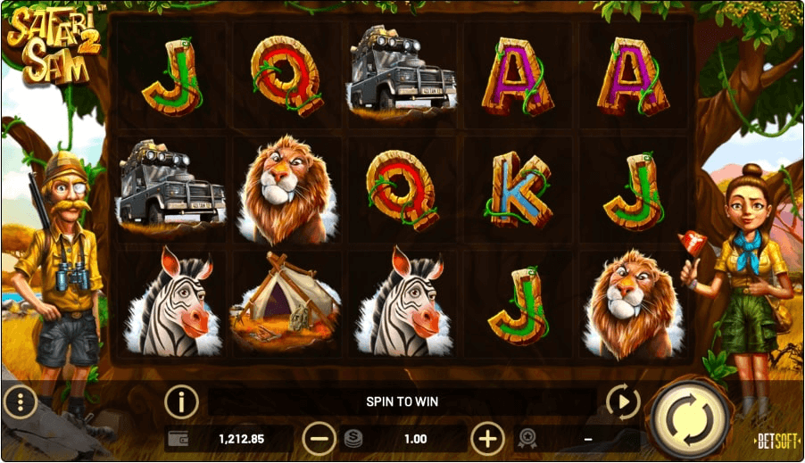Safari Sam 2 online slot game reels