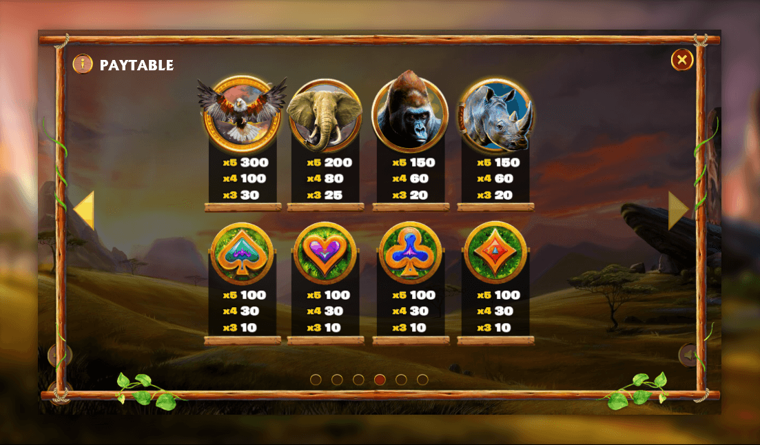 Safari Stampede paytable