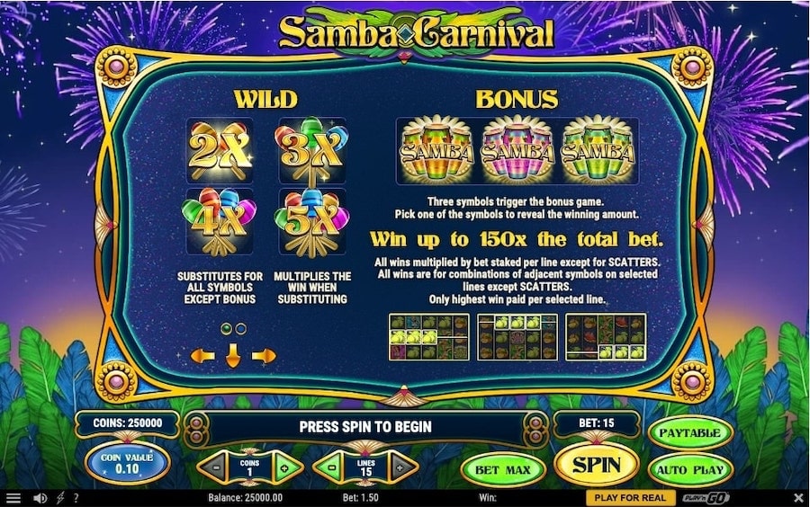 Samba Carnival wild bonus
