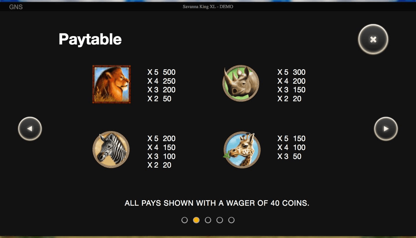 Savanna King XL Online Slot Paytable Multiplier Symbols