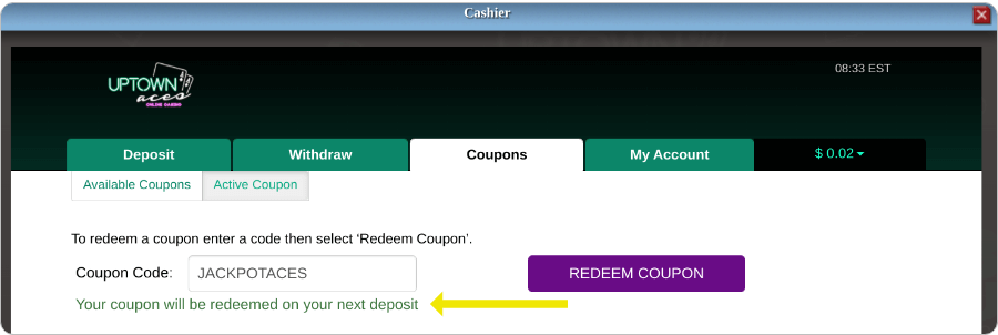Screenshot dell Interfaccia dell Account del Casino