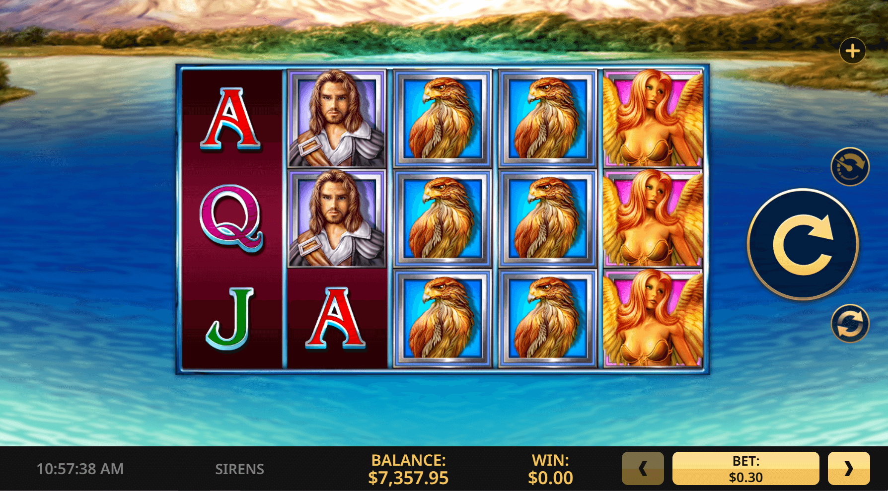 Sirens slot reels user interface