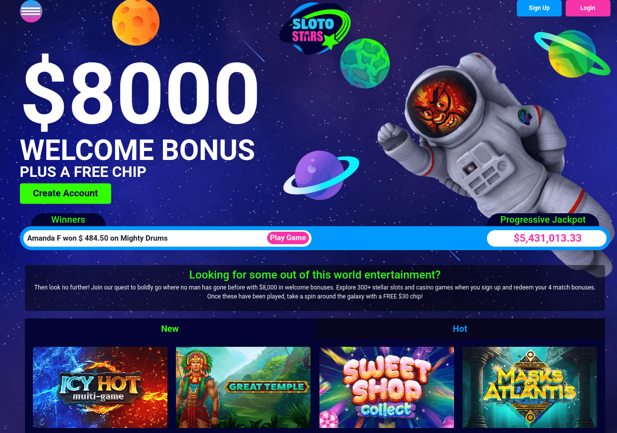 Sloto Stars Casino Main Page