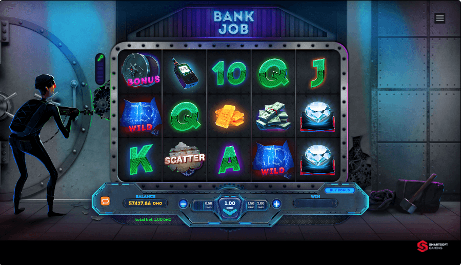 SmartSoft Gaming Bank Job online slot game reels