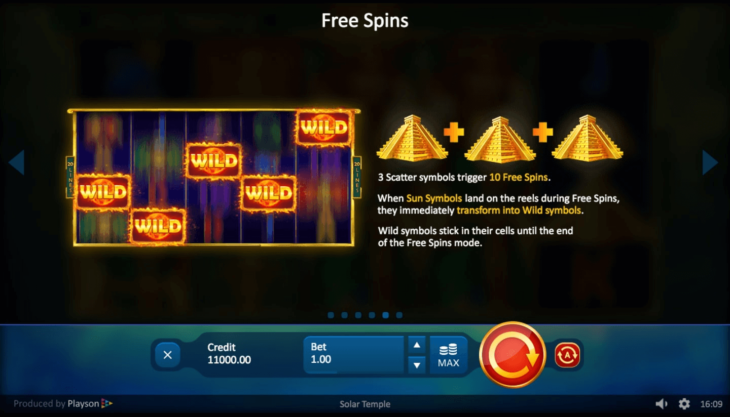 Solar Temple Online Slot Special Features and Wilds