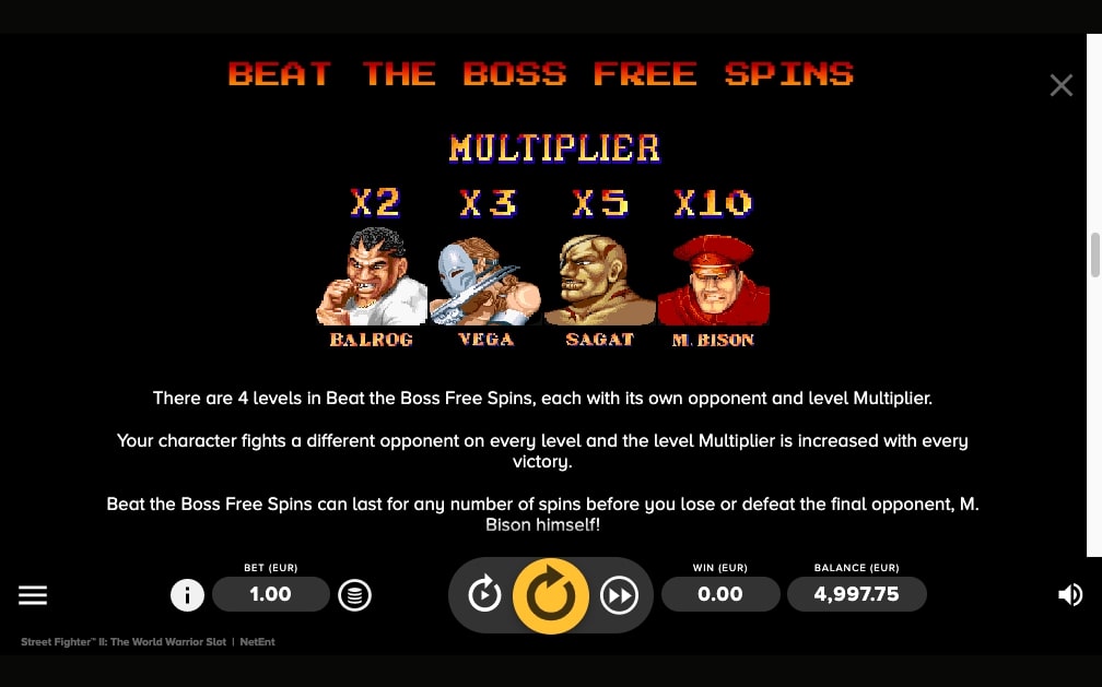 NetEnt Street Fighter II The World Warrior slot bonus