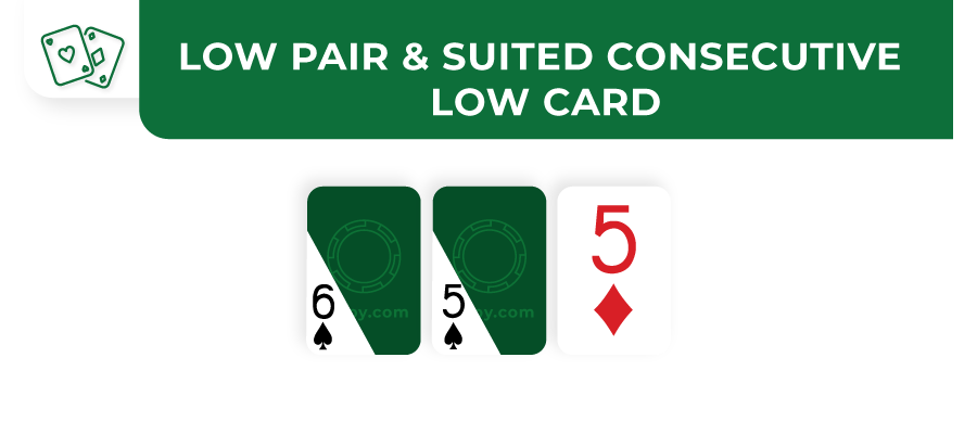 low pair and suited consecutive low card