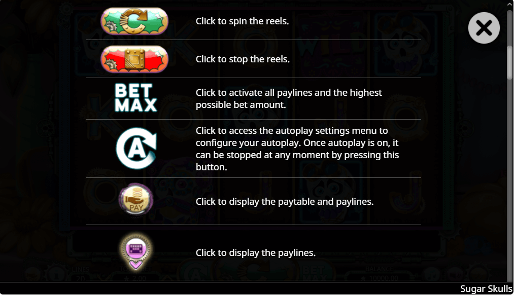 Sugar Skulls online slot game info