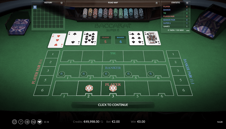 Super 6 baccarat