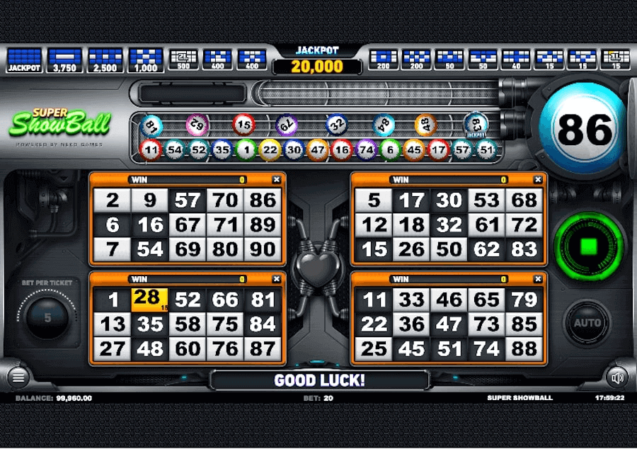 super showball online bingo game win