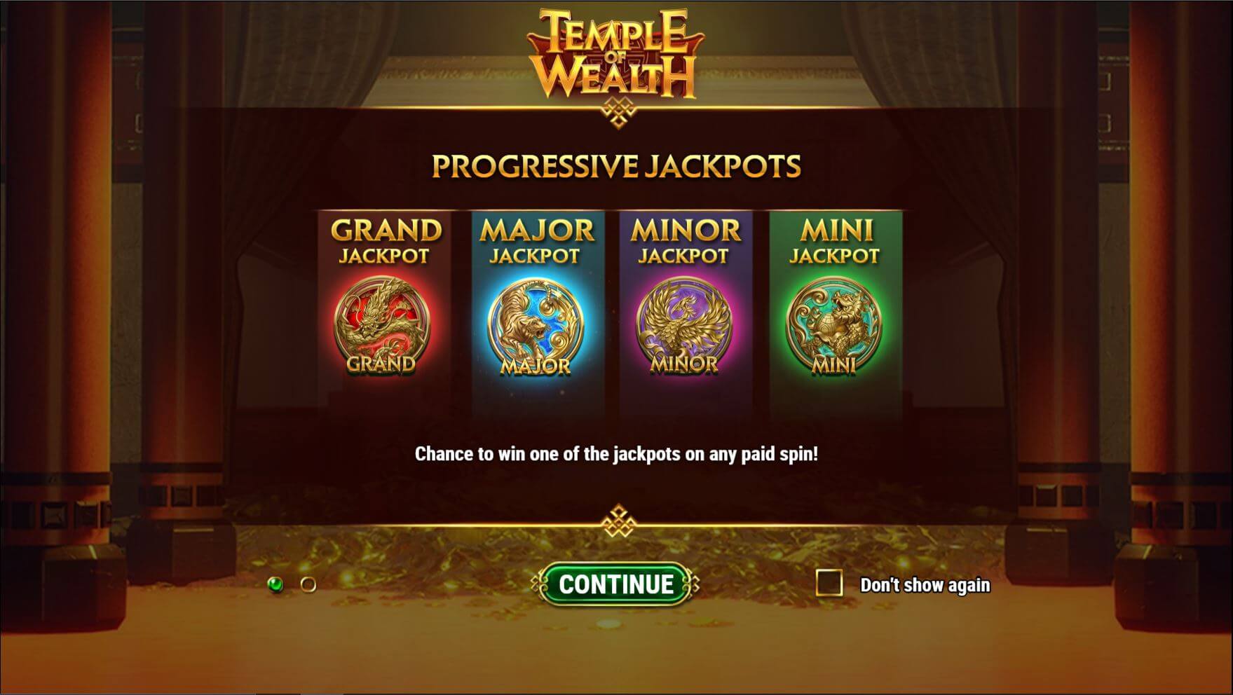 Temple of Wealth online slot game progressive jackpots