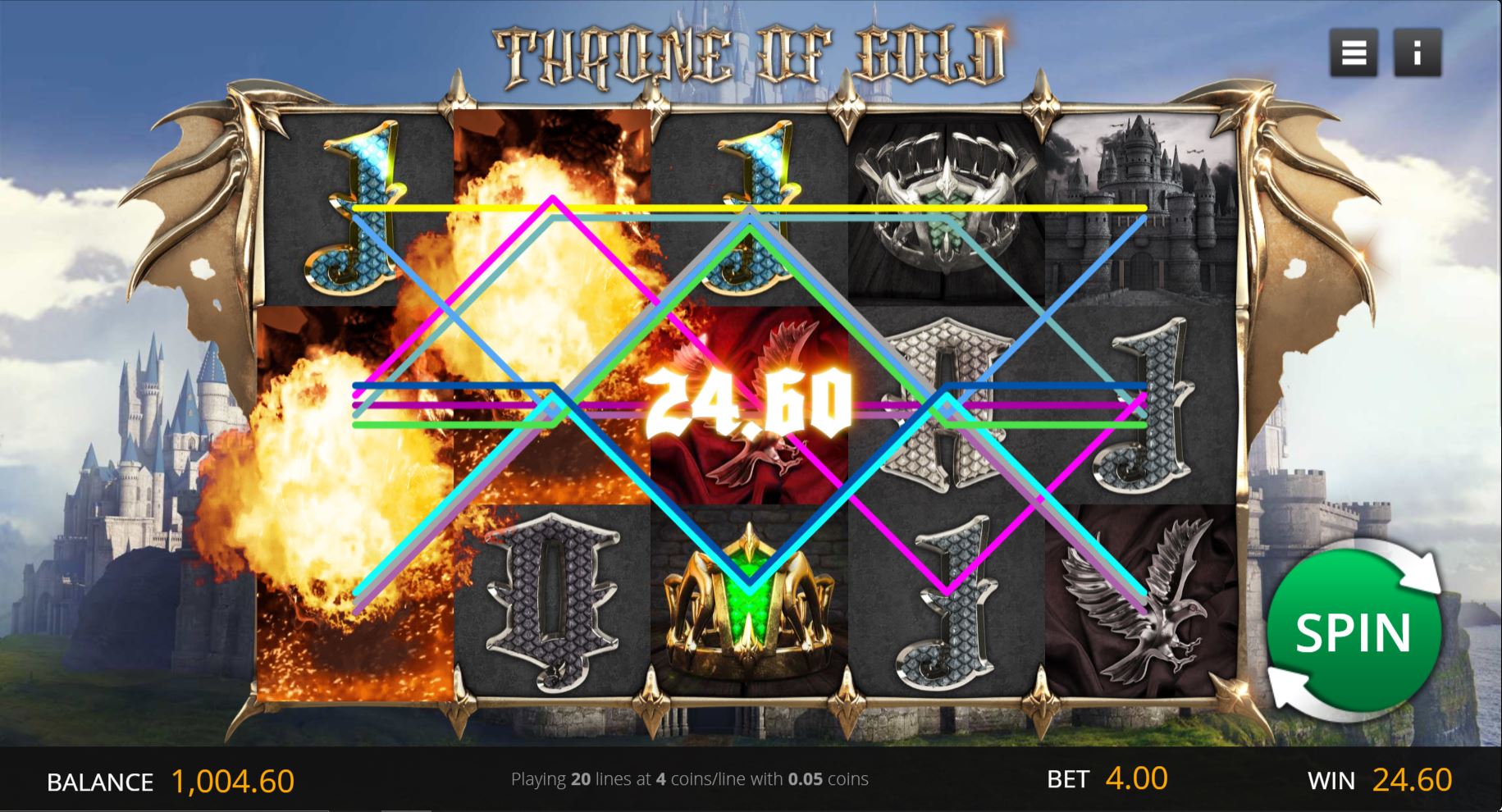 Throne of Gold online slot game big win