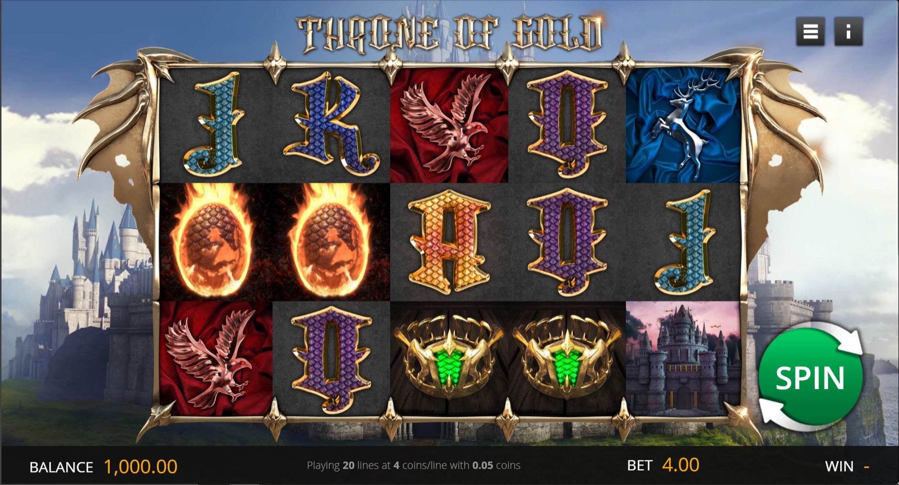 Throne of Gold online slot game reels