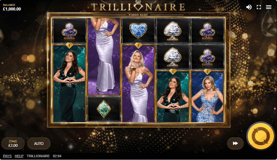 Trillionaire online slot game reels