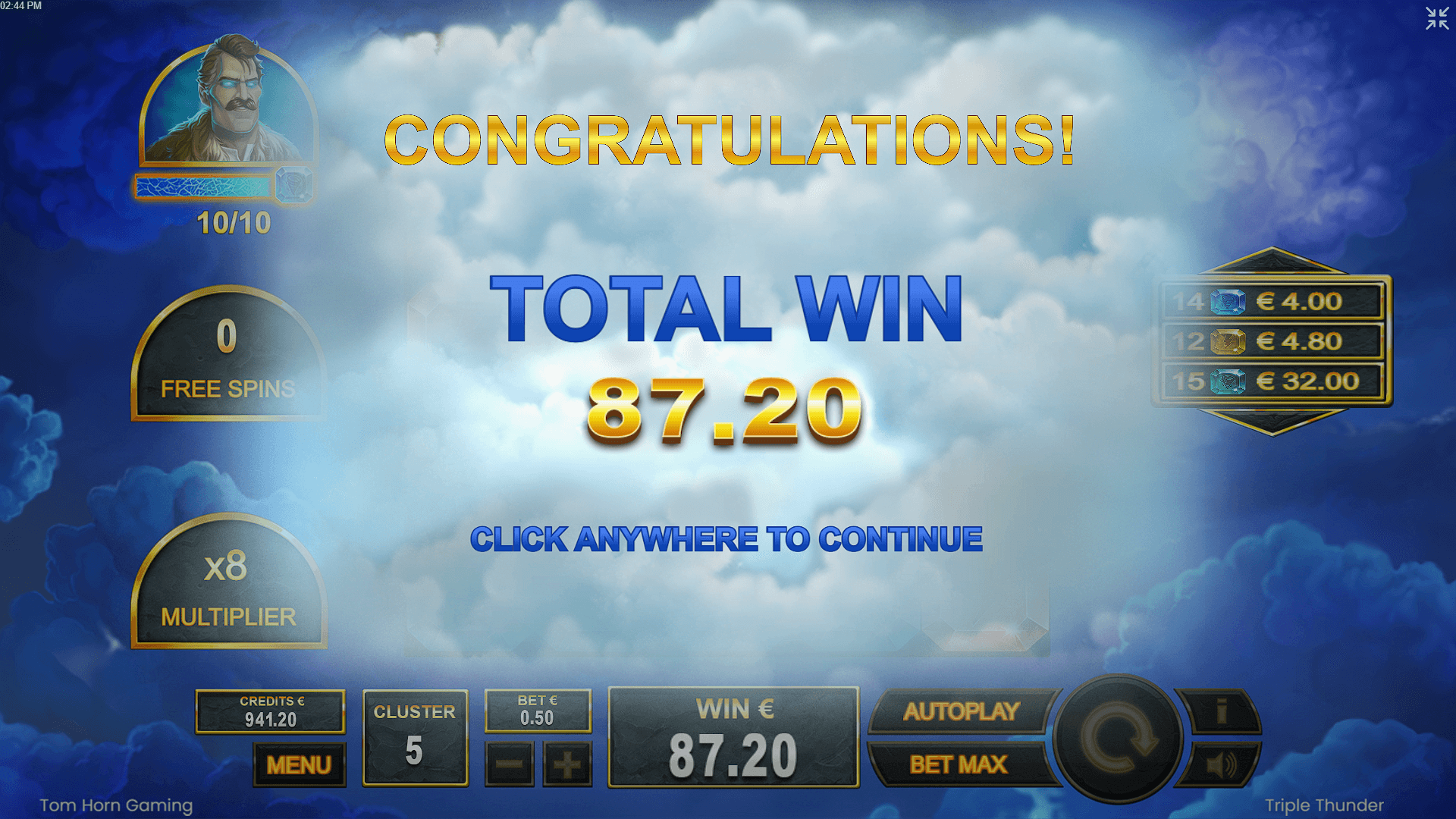 Triple Thunder Online Slot Game Win