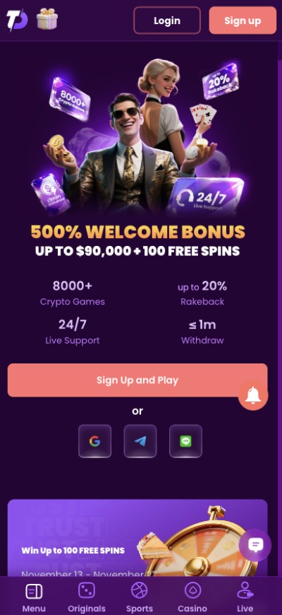 trustdice casino homepage mobile