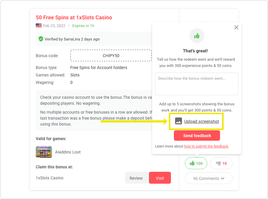 Upload your proof images example