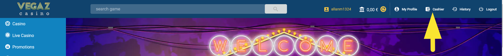 VEGAZ_CASINO_CASHIER