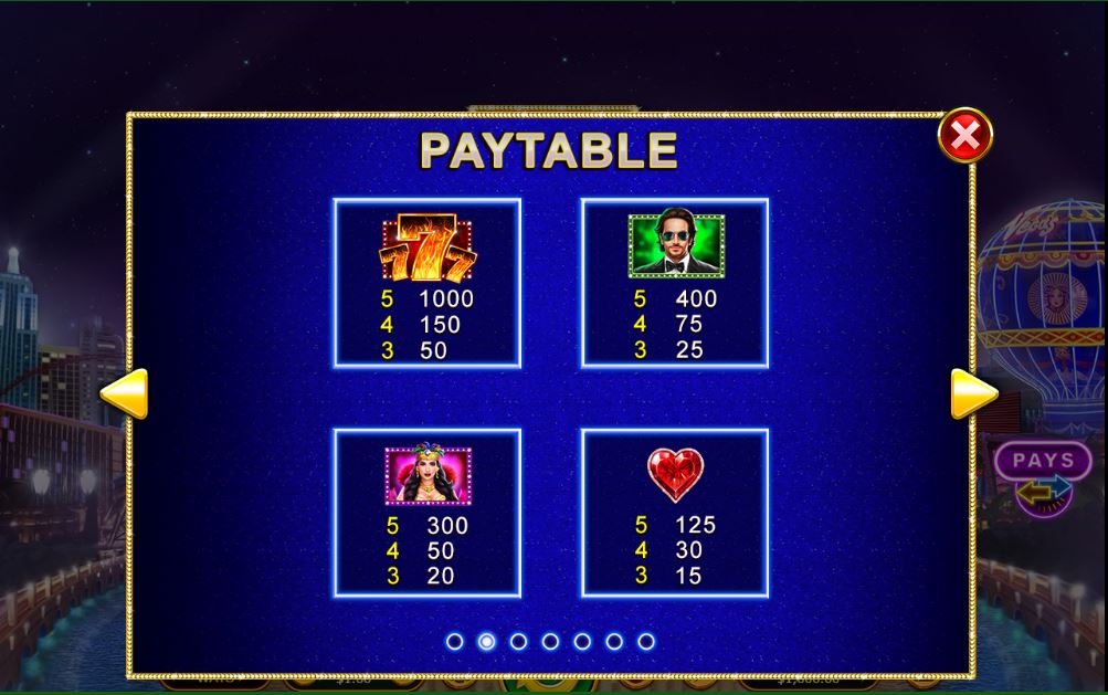 Vegas Lux Online Slot PAytable