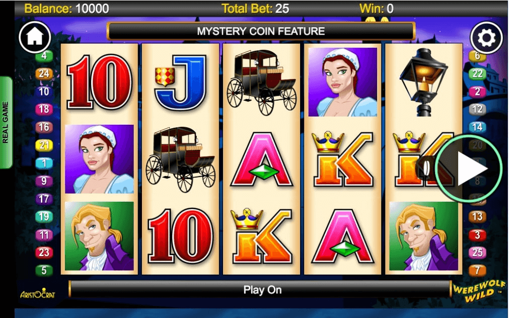 Werewolf Wild Aristocrat slot game reels