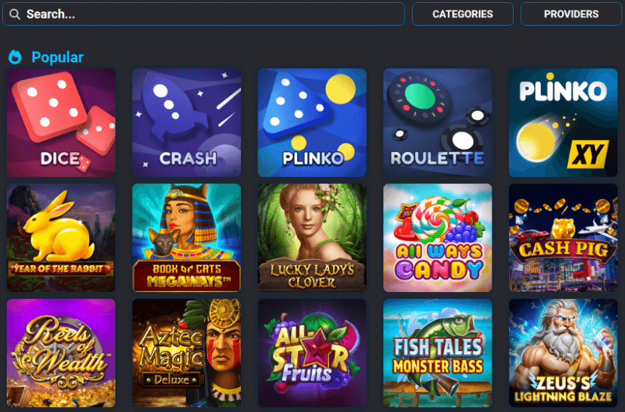 WinDice casino game library