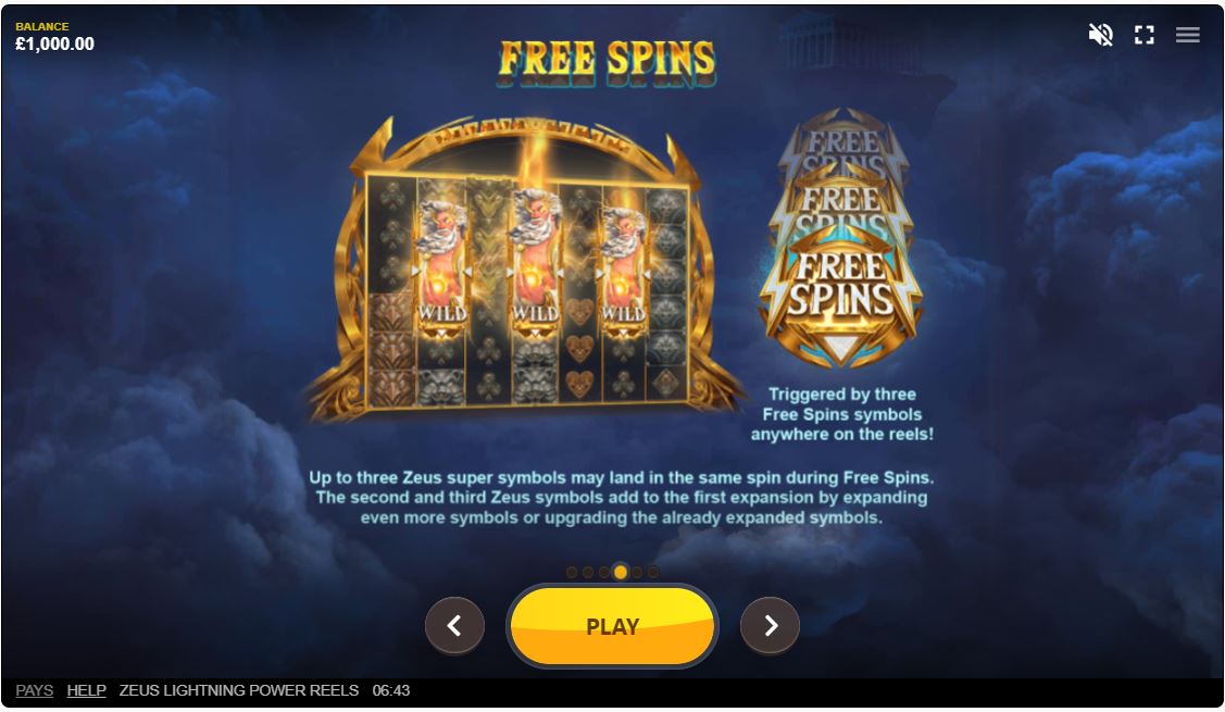 Red Tiger Gaming Zeus Lightning Power Reels Online Slot Special Wild Feature 