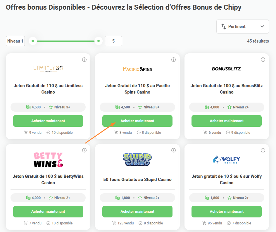 Bonus de la Boutique - Acheter Maintenant