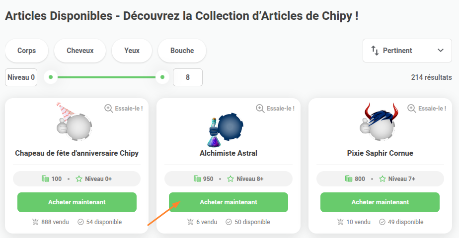 Acheter un Avatar