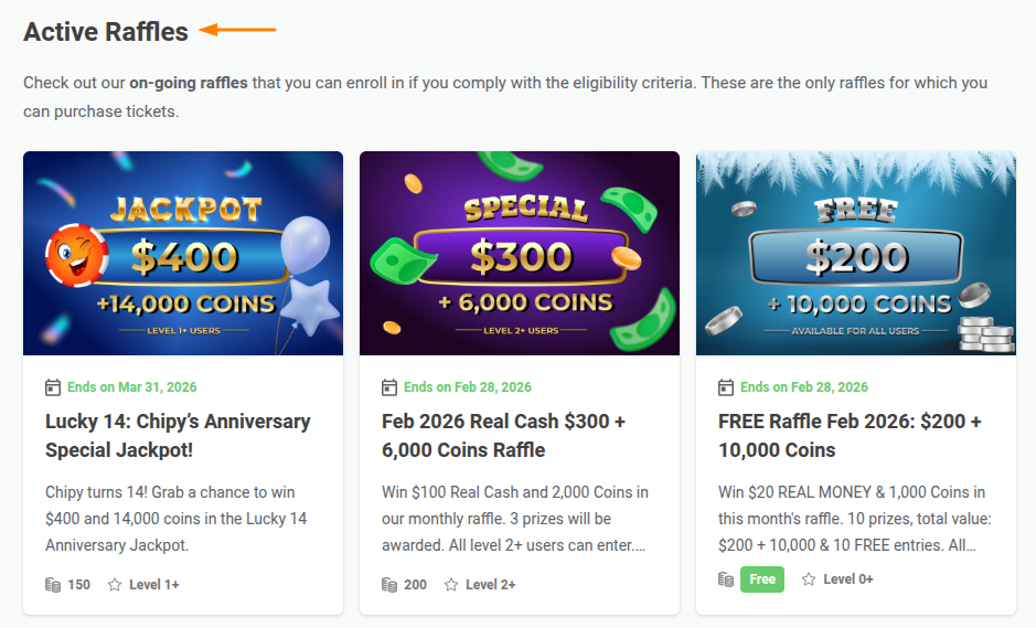 Active Raffles Category