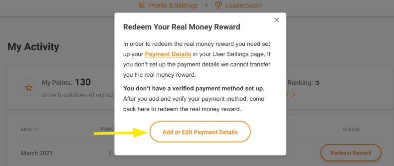 Add or Edit Payment Details