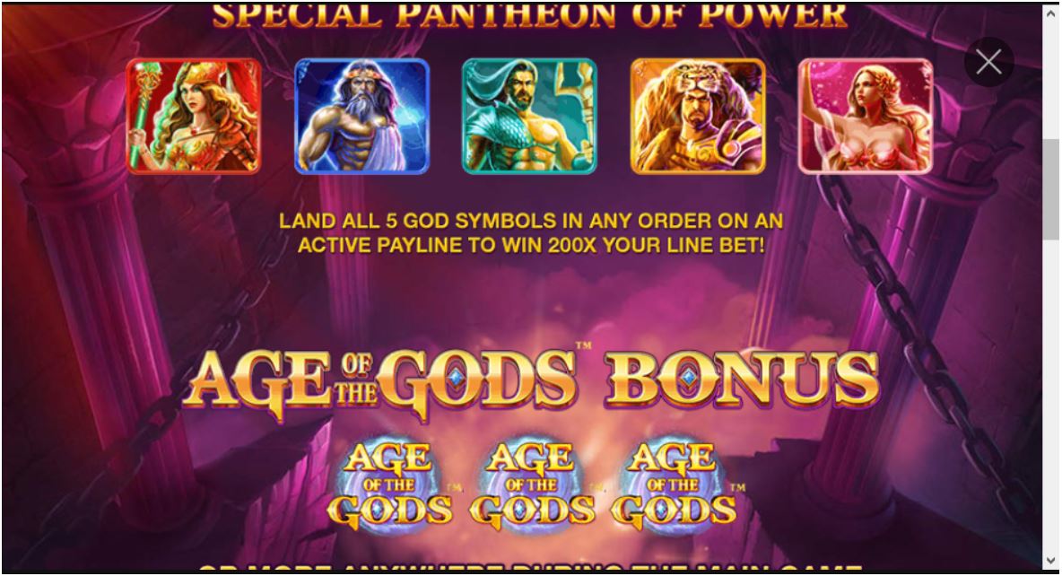 Age of the Gods Slot Game Bonus Features